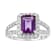 Amethyst with Moissanite Accents Rhodium Over Sterling Silver Split
Shank Ring