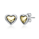 Sleek Heart Stud Earrings In Two-Tone Rhodium Over Brass