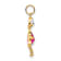 10k Yellow Gold Pink Tourmaline Simulant October Birthstone and Clear
Cubic Zirconia Girl Charm