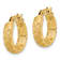 14k Yellow Gold Satin and Diamond-Cut 5/8" Criss Cross Hoop Earrings
