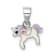 Rhodium Over Sterling Silver Multi-color Enameled Unicorn Children's Pendant