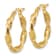 14K Yellow Gold 15/16" Polished and Textured Twisted Hoop Earrings
