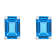 6x4mm Emerald Cut Blue Topaz 14k White Gold Stud Earrings