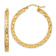 14k Yellow Gold Satin and Diamond-Cut 1 7/16" Hoop Earrings