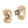 14K Yellow Gold Hinged Flower Multicolor Cubic Zirconia Hoop Earrings