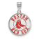 Rhodium Over Sterling Silver MLB LogoArt Boston Red Sox Enamel Pendant
