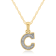 White Diamond Accent 10k Yellow Gold C Initial Pendant With 18” Rope Chain