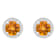 6mm Round Citrine And Created White Sapphire 10k White Gold Halo Stud Earrings
