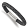 Gray Leather and Stainless Steel Brushed 8.25-inch Bracelet