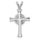 Rhodium Over Sterling Silver Polished and Brushed Sand Dollar Cross Pendant