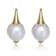 Round Freshwater Pearl Leverback Drop Earrings In 14K Gold Over Sterling Silver