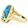 Turquoise Oval Ring With Flower Detail In 18K Gold Over Sterling Silver 18x13mm