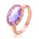 Amethyst Color CZ Cocktail Ring In 18K Rose Gold Over Sterling Silver