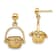 14K Yellow Gold 3D Textured Moveable Nantucket Basket Dangle Earrings