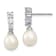 Rhodium Over Sterling Silver 7-8mm White Freshwater Cultured Pearl Cubic
Zirconia Post Earrings