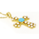 Turquoise And Cultured Seed Pearl Cross Pendant Necklace In 18K Gold
Over Sterling Silver