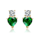 Emerald Color CZ Two-Heart Drop Earrings In 14K Gold Over Sterling Silver