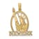 14k Yellow Gold Textured Cut-out New York with Statue of Liberty pendant