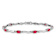 Rhodium Over 10k White Gold Diamond and Red Ruby Bracelet