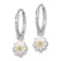 Rhodium Over Sterling Silver Enamel Daisy Children's Round Hoop Earrings