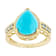 Turquoise Pear With Blue Topaz Ring In 18K Gold Over Sterling Silver 0.23ctw