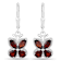 Red Garnet Rhodium Over Sterling Silver Butterfly Drop Earrings