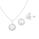 8½-9mm Button White Freshwater Pearl and CZ Rhodium Over Sterling
Earring and Pendant W/Chain Set