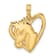 14k Yellow Gold Polished Heart with Horse Pendant