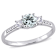 Aquamarine, Created White Sapphire and Diamond 10K White Gold Engagement
Ring 1.04ctw