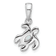 Rhodium Over Sterling Silver Antiqued MOP June Birthstone Turtle Pendant