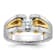 10K Two-tone Yellow and White Gold Men's Polished and Satin Diamond Ring 0.50ct