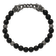 Stainless Steel Antique White Bronze Dragon Agate/Onyx Stretch 7.5-inch Bracelet