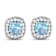 1.50ctw 14K White Gold Cushion Aquamarine and White Diamond Halo Earrings