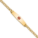 14k Yellow Gold Medical Soft Diamond Shape Red Enamel Curb Link ID Bracelet