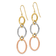 14K Tri-color gold Triple Circle Dangle Earrings