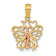 14K Two-tone Gold  Textured I Love (Heart) Butterfly Pendant