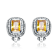 Citrine Color CZ Square Stud Earrings In Sterling Silver