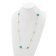 14K Yellow Gold Teal and White Color Mother Of Pearl Flower 30 Inch Necklace