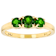Chrome Diopside Three-Stone Ring In 18K Gold Over Sterling Silver 0.95ctw