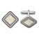 Sterling Silver Rhodium-plated Cubic Zirconia and Mother of Pearl Square
Cuff Links