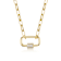 Pave CZ Paperclip Link Charm Necklace In 14K Gold Over Brass 16 Inch