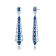 Blue Cubic Zirconia, Rhodium Over Sterling Silver Ladder Style Dangle Earrings