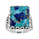 Blended Turquoise And Lapis Lazuli Solitaire Ring In Oxidized Sterling Silver