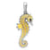 Rhodium Over Sterling Silver 3D Enameled Yellow Seahorse Pendant
