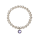 Freshwater Pearl And Light Purple CZ Charm Stretch Bracelet In Sterling Silver