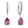 Pink CZ Teardrop Drop Earrings In Sterling Silver
