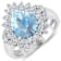 3.19ctw Blue Aquamarine and Diamond 14K White Gold Halo Ring