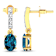 1.40ctw 14K Yellow Gold London Blue Topaz and White Diamond Halo Earrings