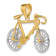 14k Yellow Gold and 14k White Gold 3D Large Bicycle Pendant