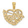 14K Two-tone Gold  Textured and Diamond-Cut I Love You Heart Pendant
